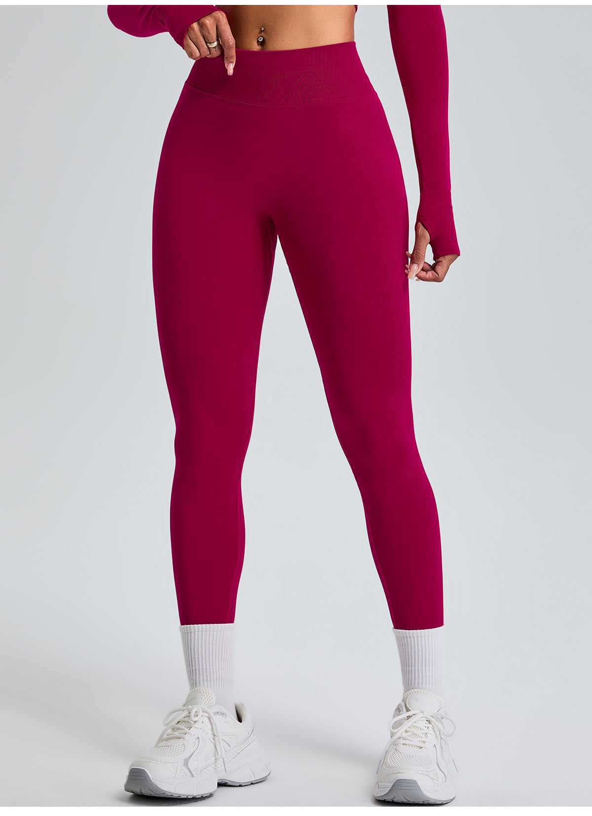 Seamless High Waist Hip Lifting Yoga Pants Leggings Dark Red
