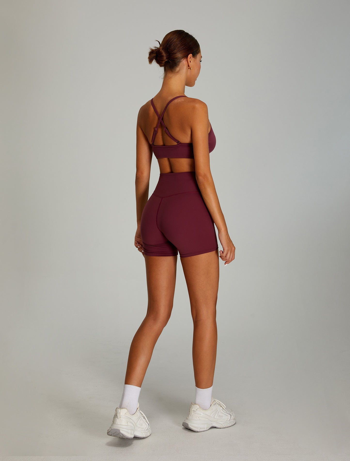 Adjustable Cross Back Yoga Bras Sports Bras Wine Red
