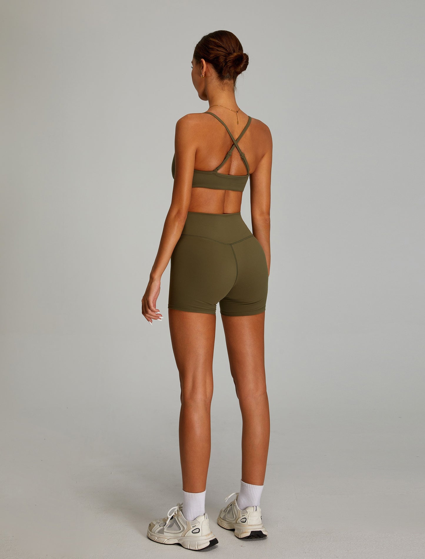 Adjustable Cross Back Yoga Bras Sports Bras Army Green