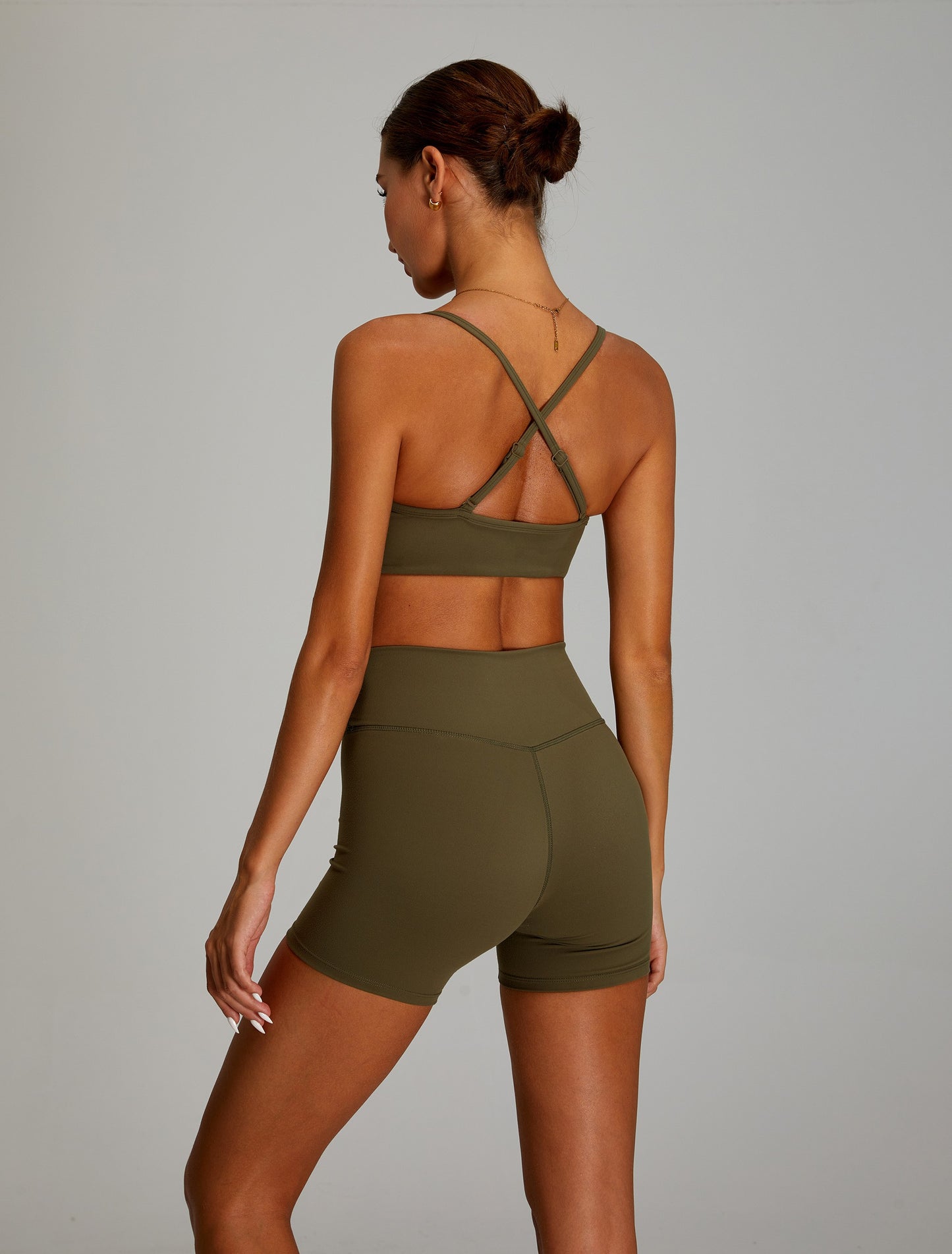Adjustable Cross Back Yoga Bras Sports Bras Army Green