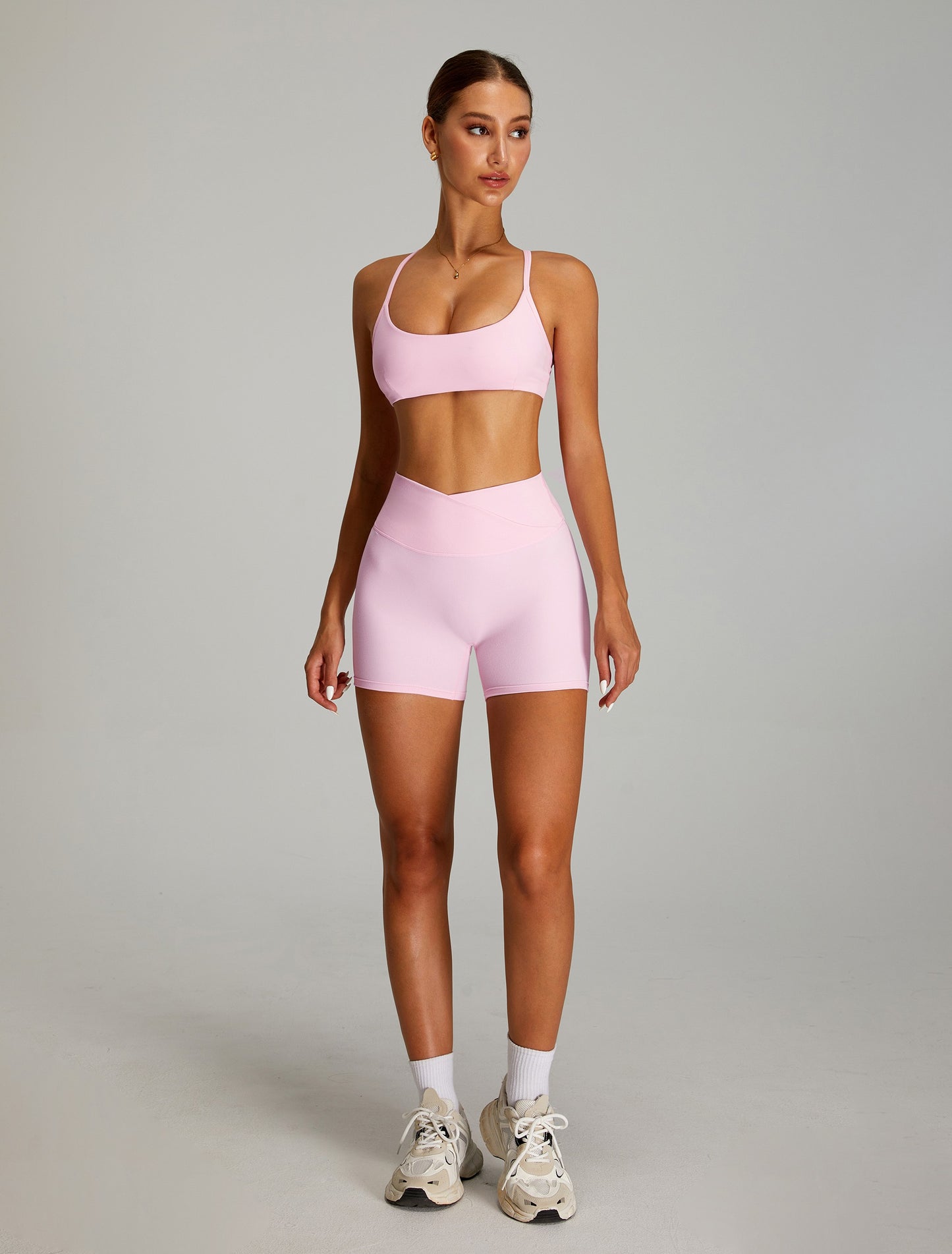 Adjustable Cross Back Yoga Bras Sports Bras Pink