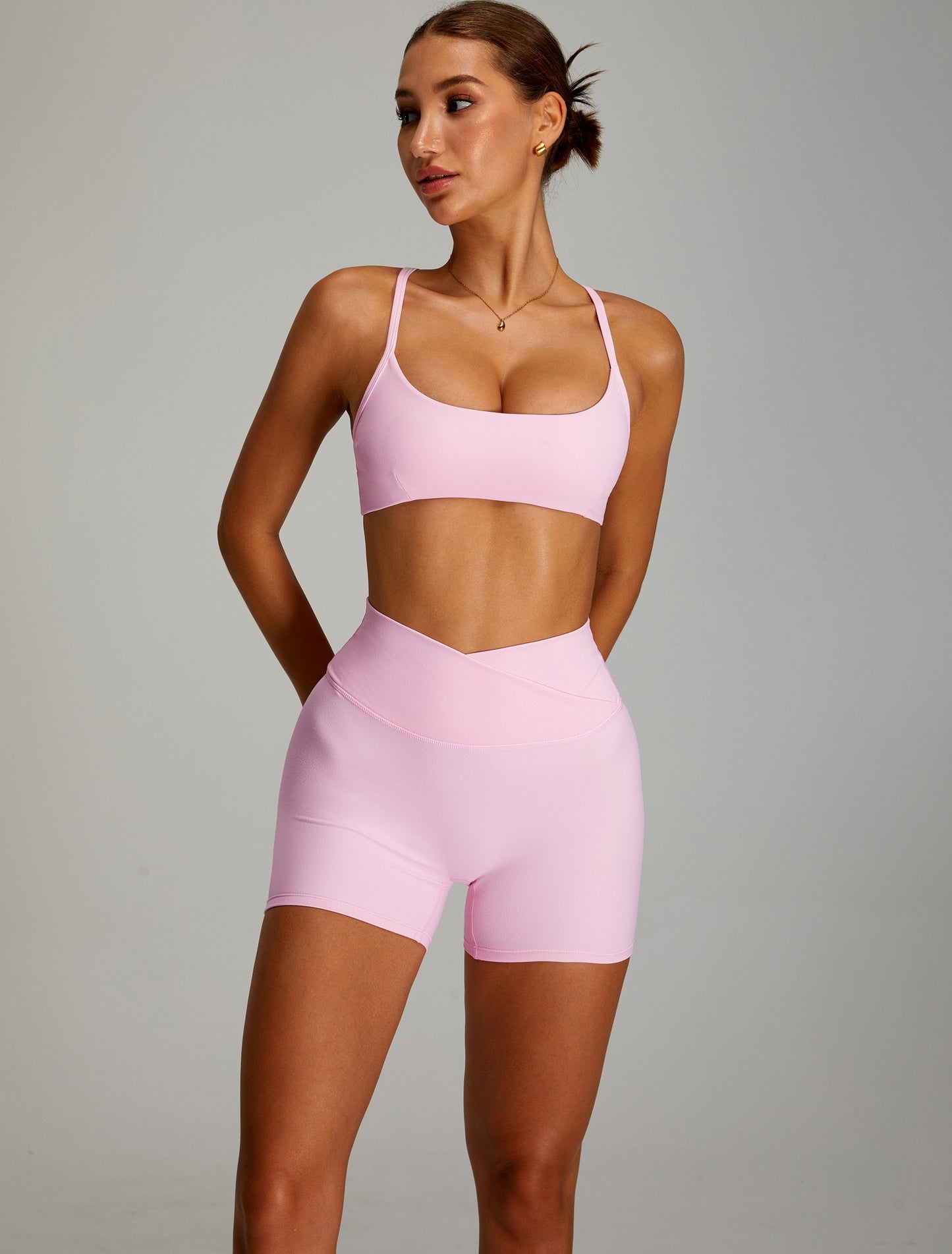 Adjustable Cross Back Yoga Bras Sports Bras Pink