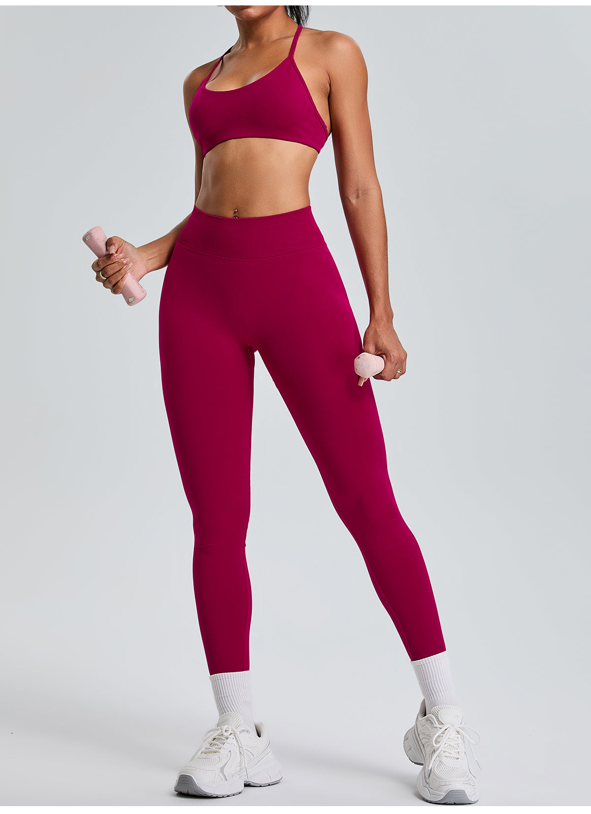 Seamless High Waist Hip Lifting Yoga Pants Leggings Dark Red