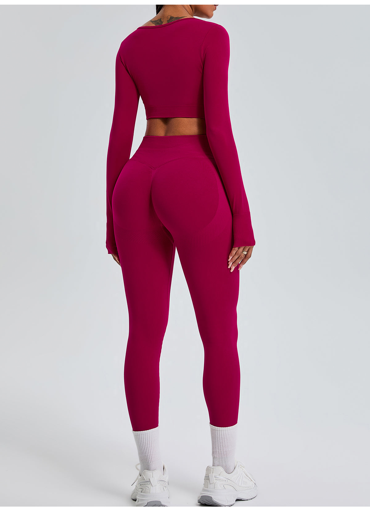 Seamless High Waist Hip Lifting Yoga Pants Leggings Dark Red