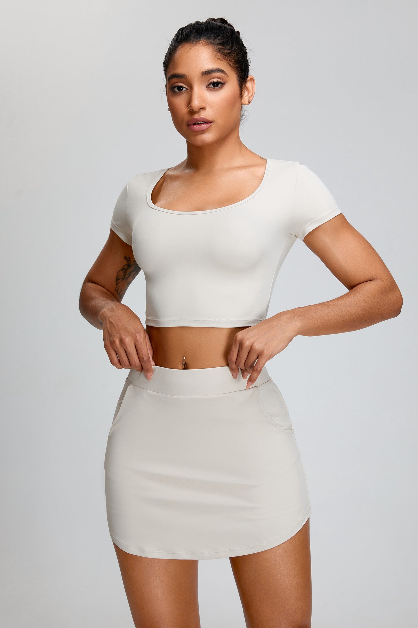 Waist Exposed T-Shirt White