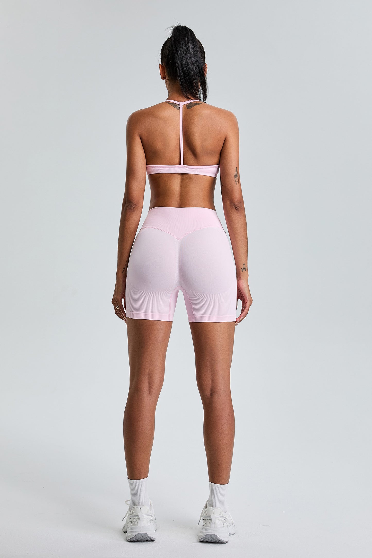 Sexy Seamless Sports Bras T-Shaped Back Yoga Bras Pink