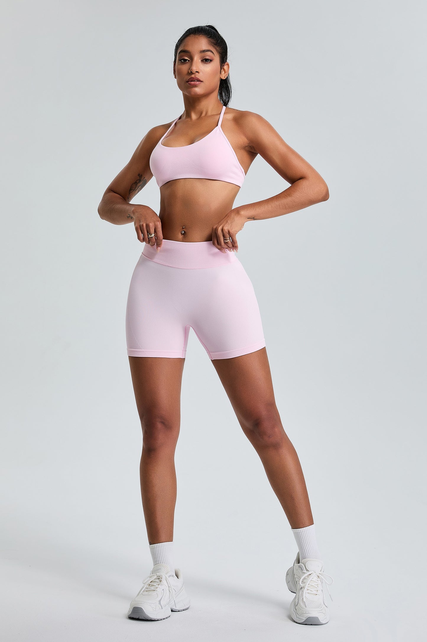 Sexy Seamless Sports Bras T-Shaped Back Yoga Bras Pink