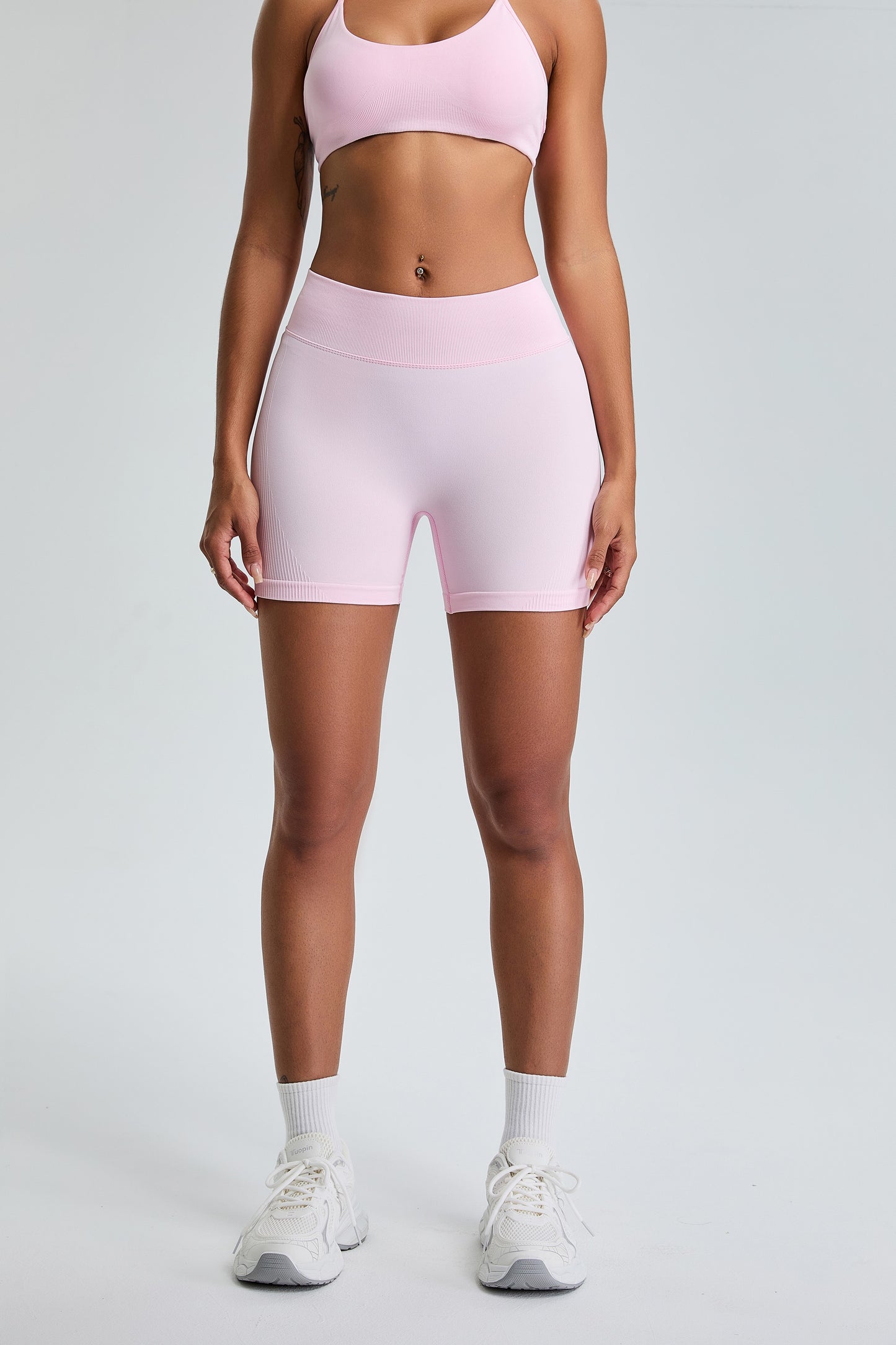 Seamless High Waist Yoga Shorts Hip Lifting Sports Shorts Pink