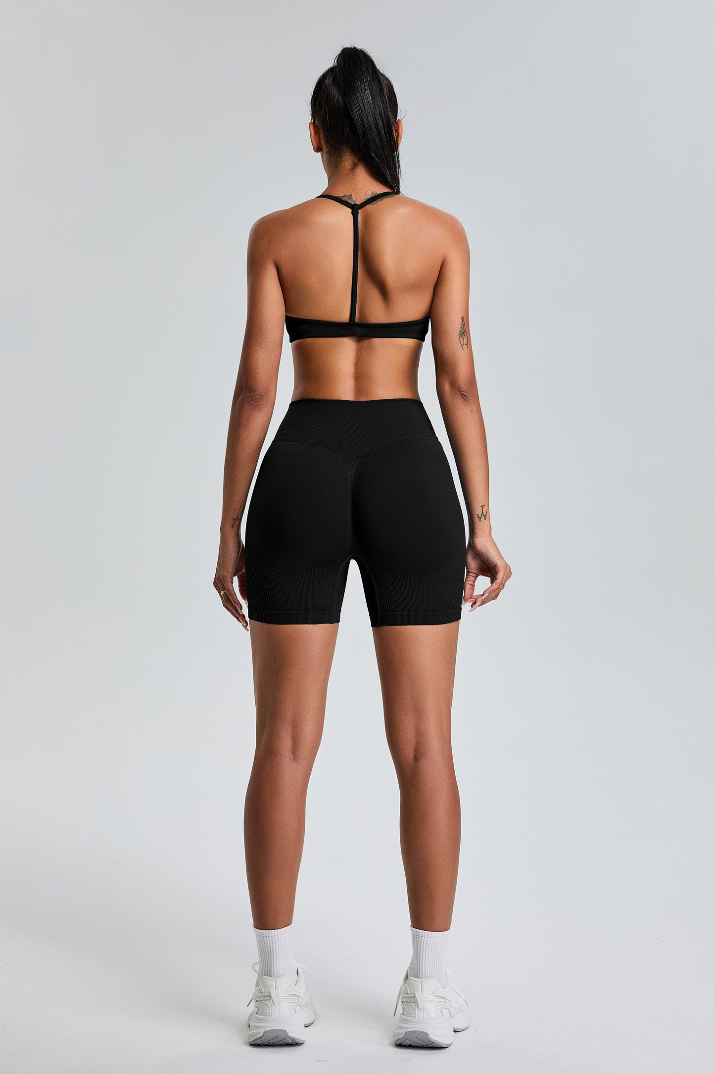 Sexy Seamless Sports Bras T-Shaped Back Yoga Bras Black