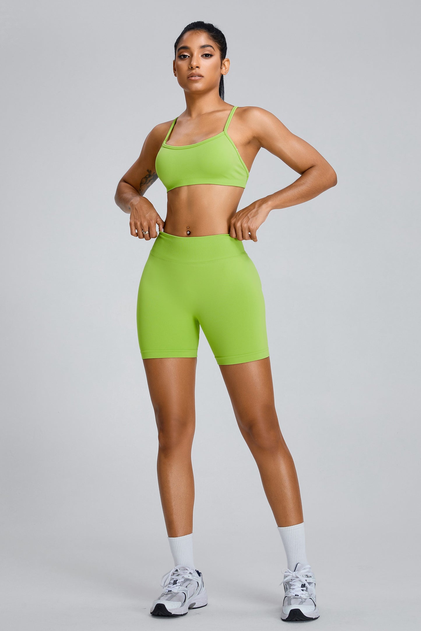 Seamless Yoga Shorts Hip Lifting Shorts Yellow Green