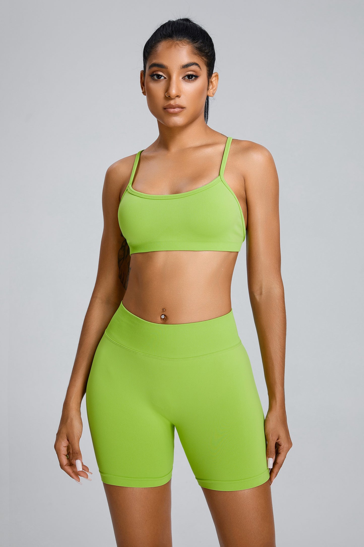Seamless Yoga Shorts Hip Lifting Shorts Yellow Green