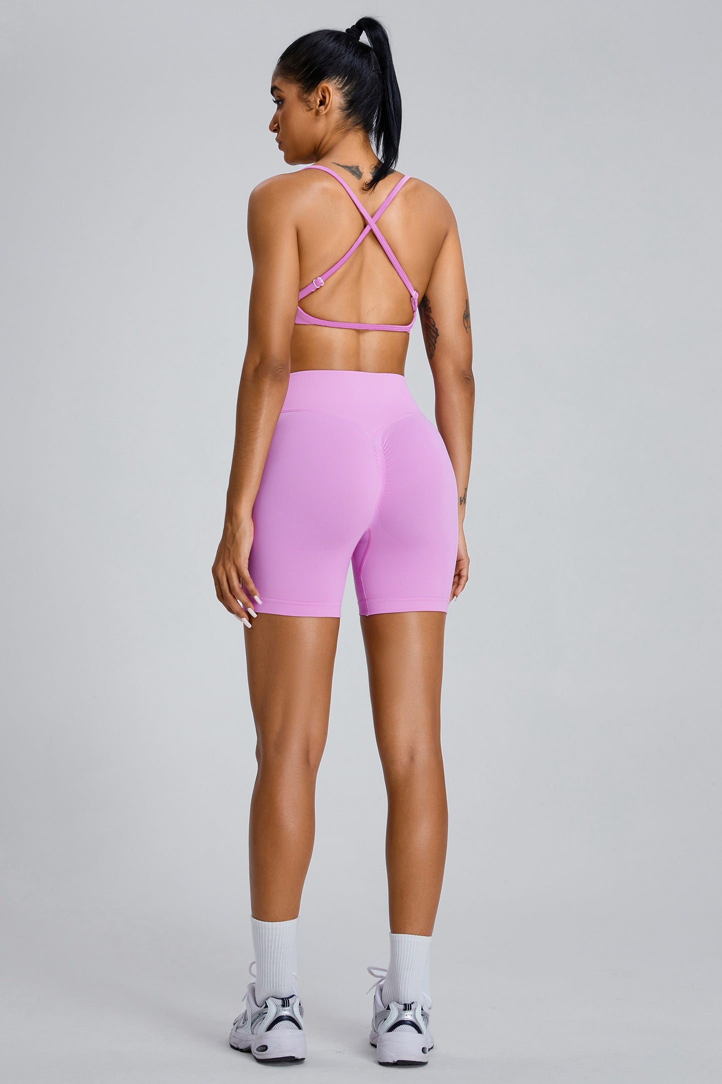 Seamless Yoga Shorts Hip Lifting Shorts Barbie Pink
