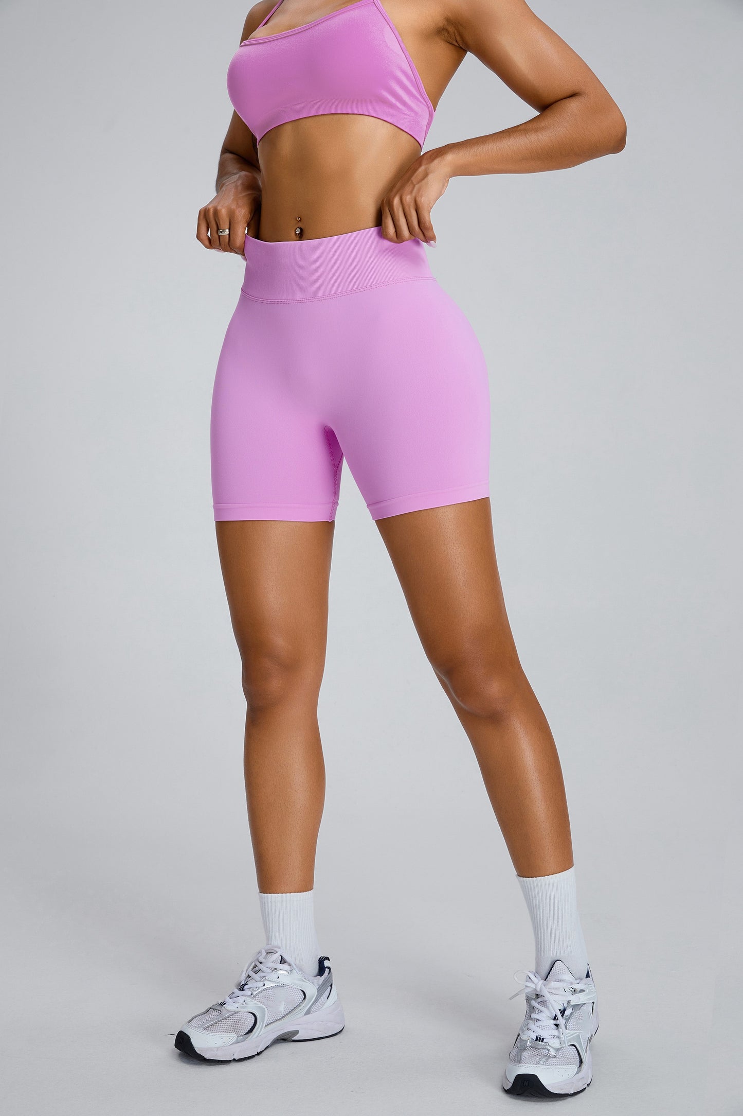 Seamless Yoga Shorts Hip Lifting Shorts Barbie Pink