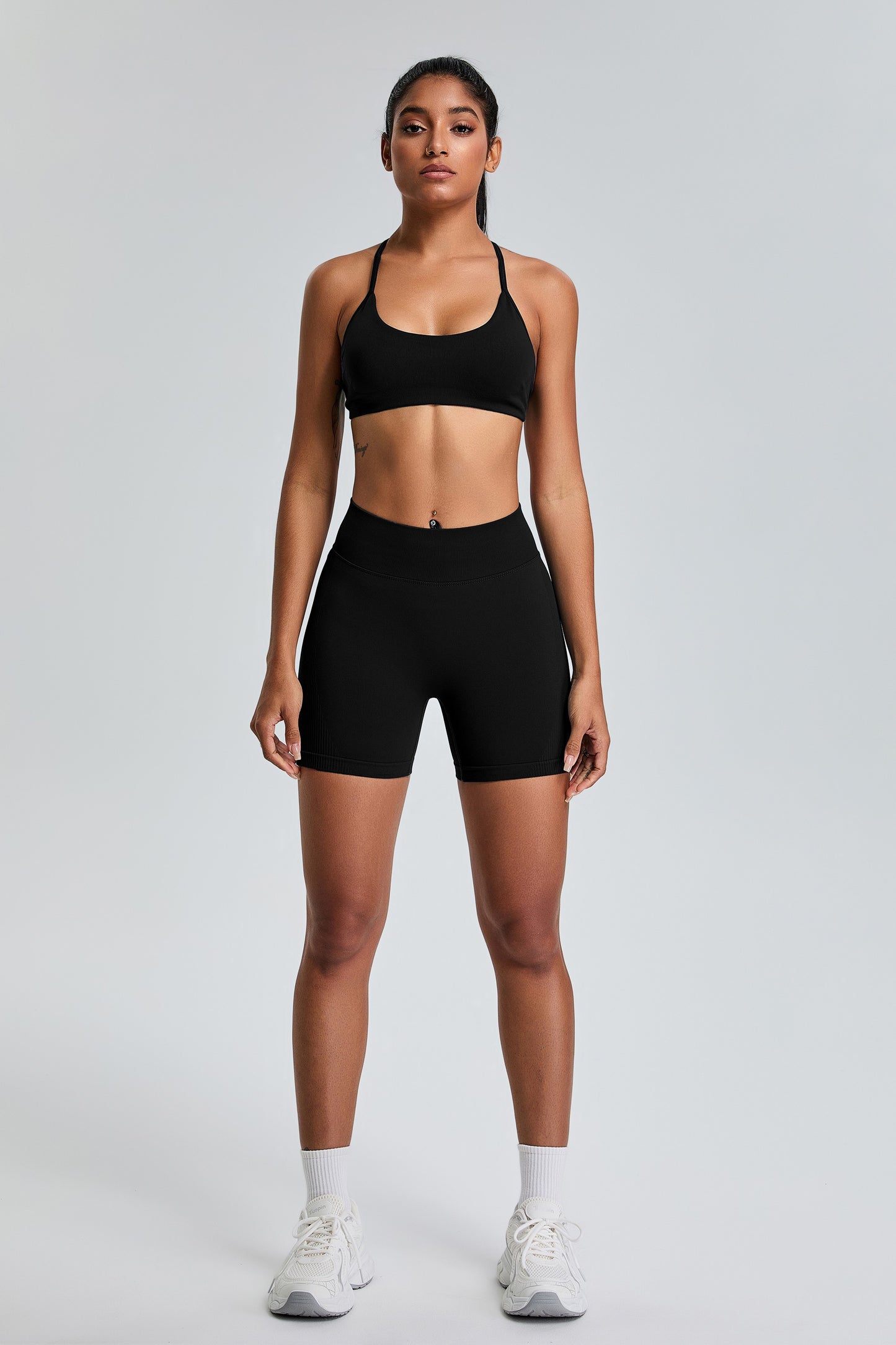 Sexy Seamless Sports Bras T-Shaped Back Yoga Bras Black