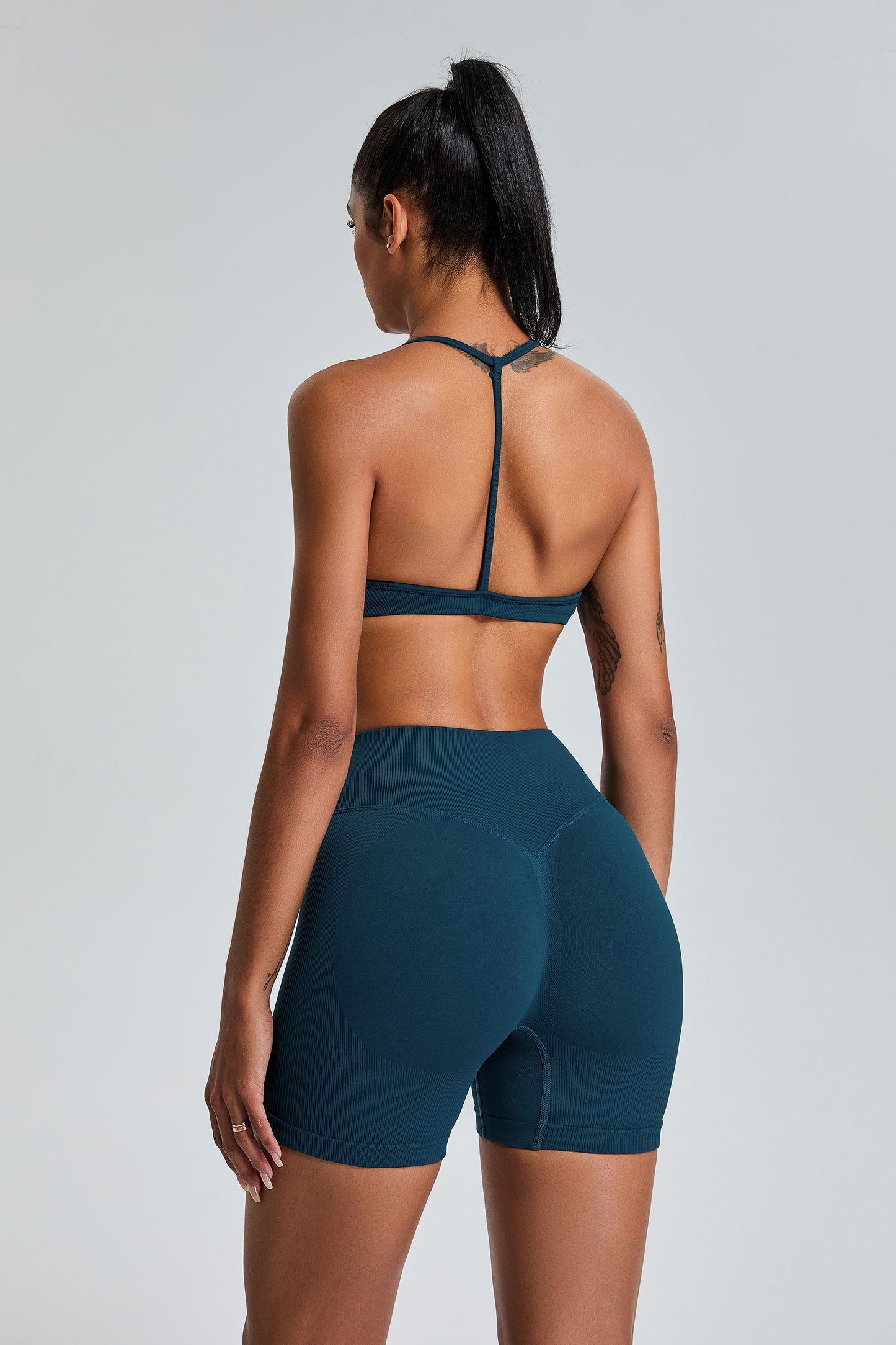 Sexy Seamless Sports Bras T-Shaped Back Yoga Bras Dark Blue