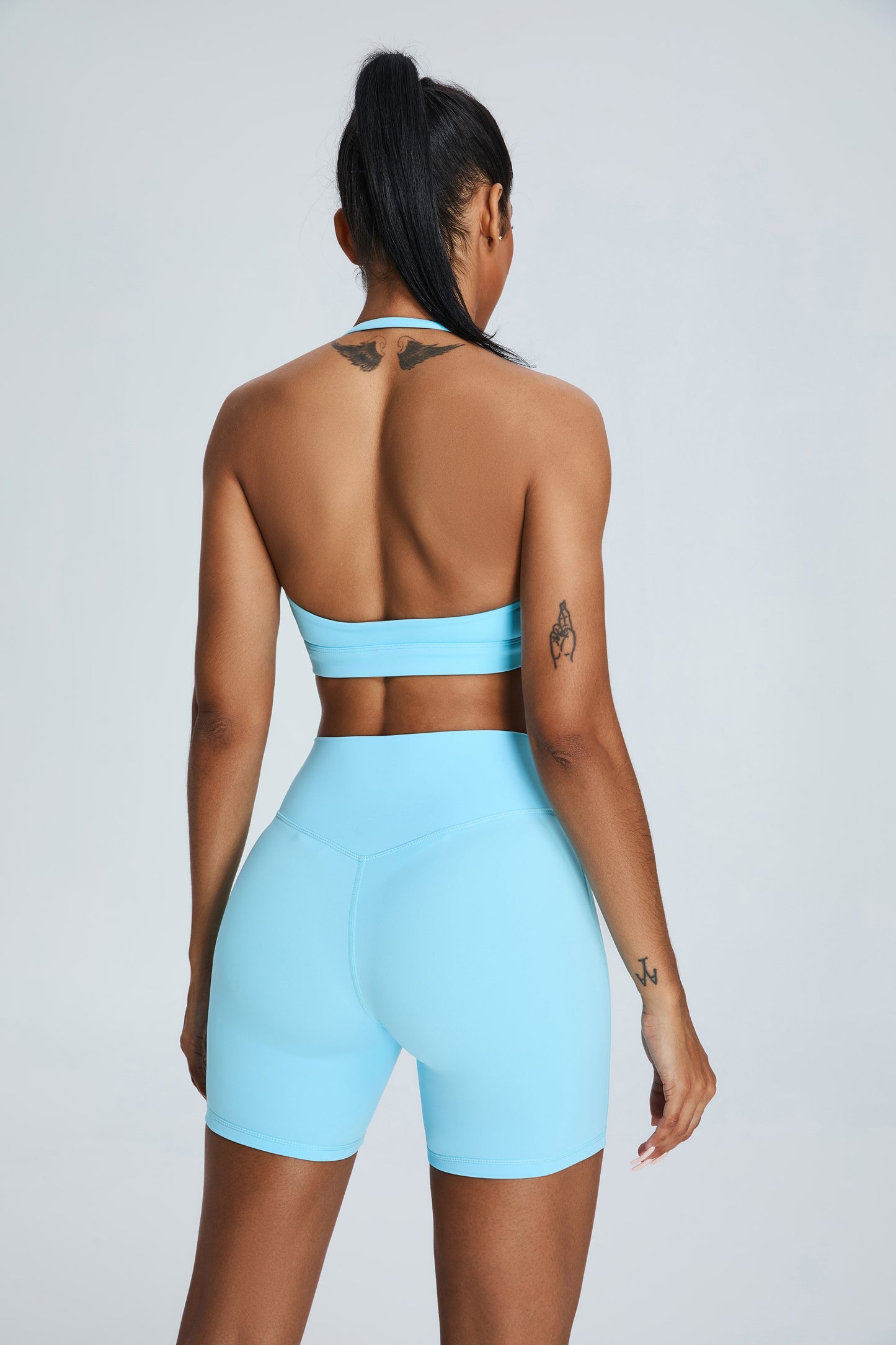 Neck Hanging Yoga Sports Bras Sky Blue