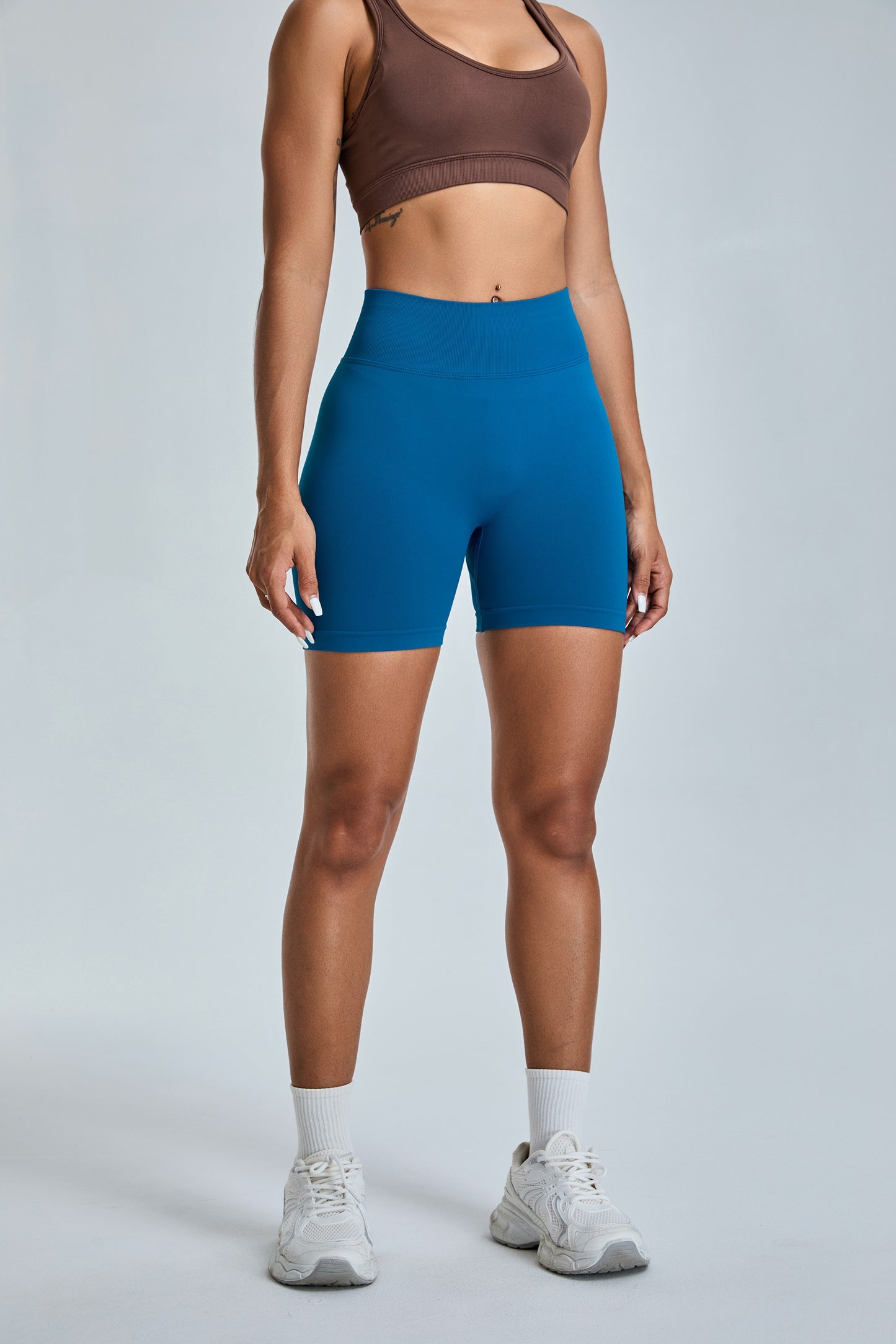 Seamless Yoga Shorts Hip Lifting Shorts Prussian Blue