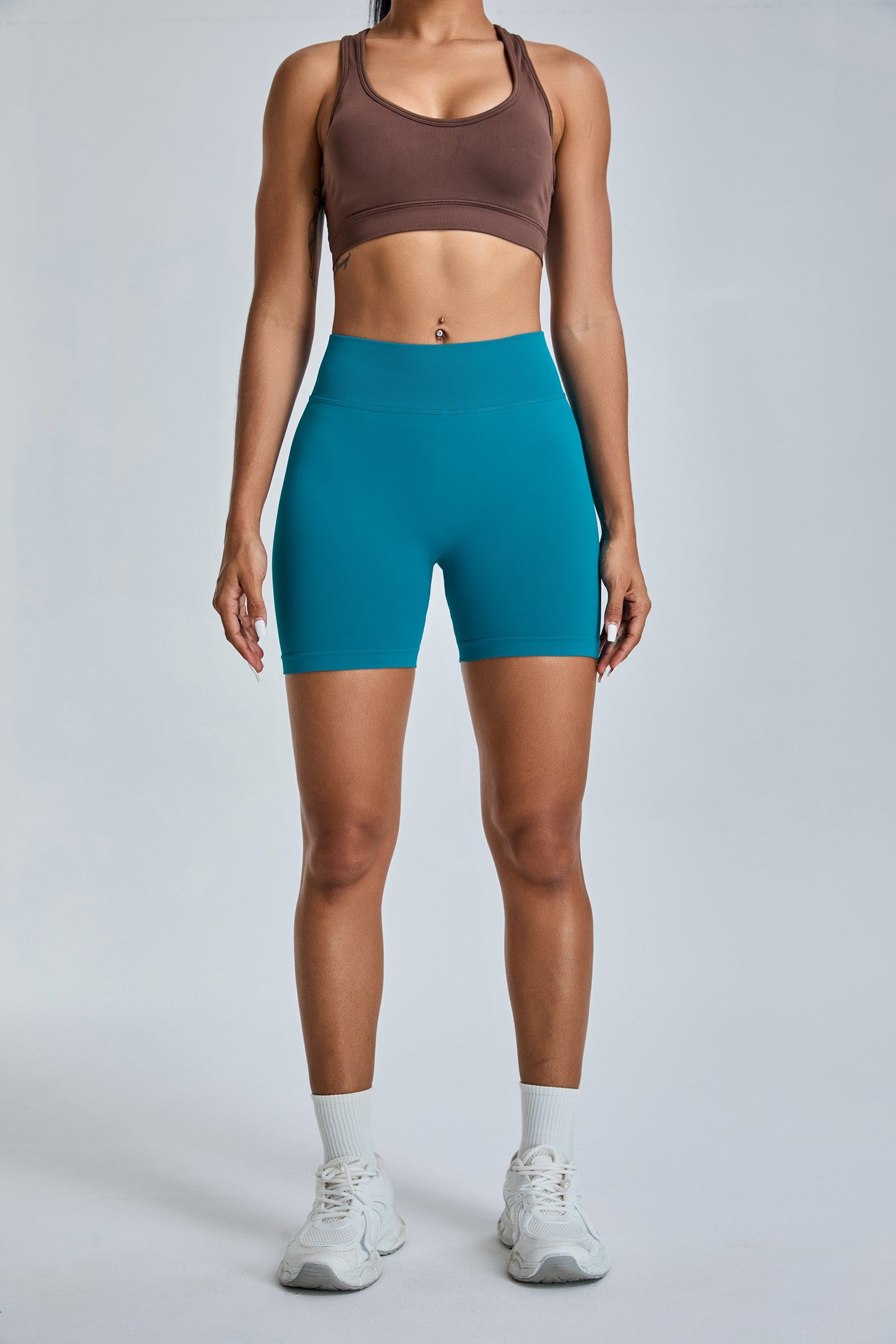 Seamless Yoga Shorts Hip Lifting Shorts Soft Blue