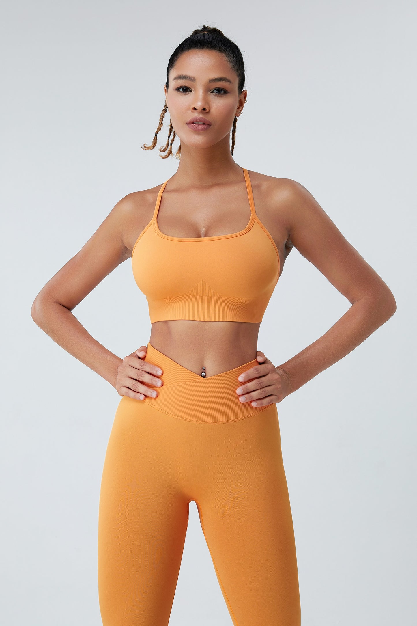 Seamless Sports Bras Cross Back Yoga Bras Orange