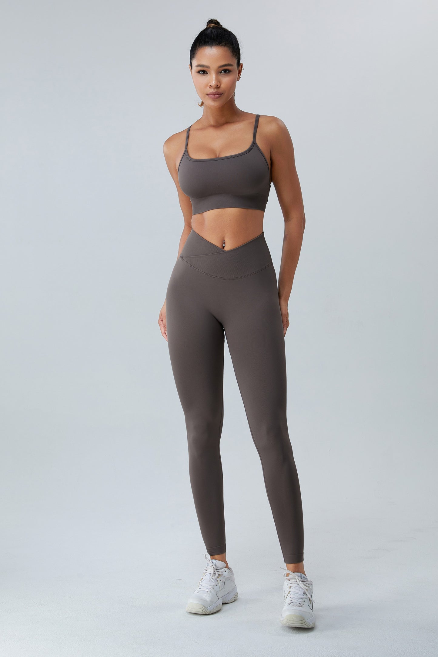 Seamless Sports Bras Cross Back Yoga Bras Dark Gray