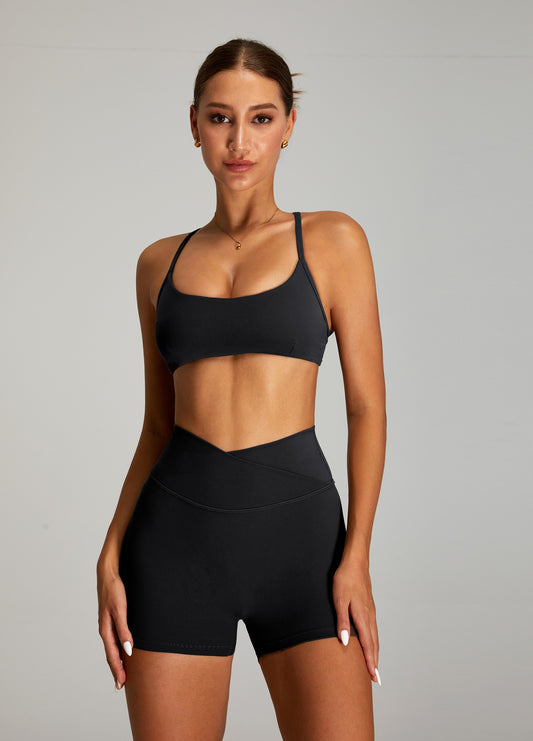 Adjustable Cross Back Yoga Bras Sports Bras Black
