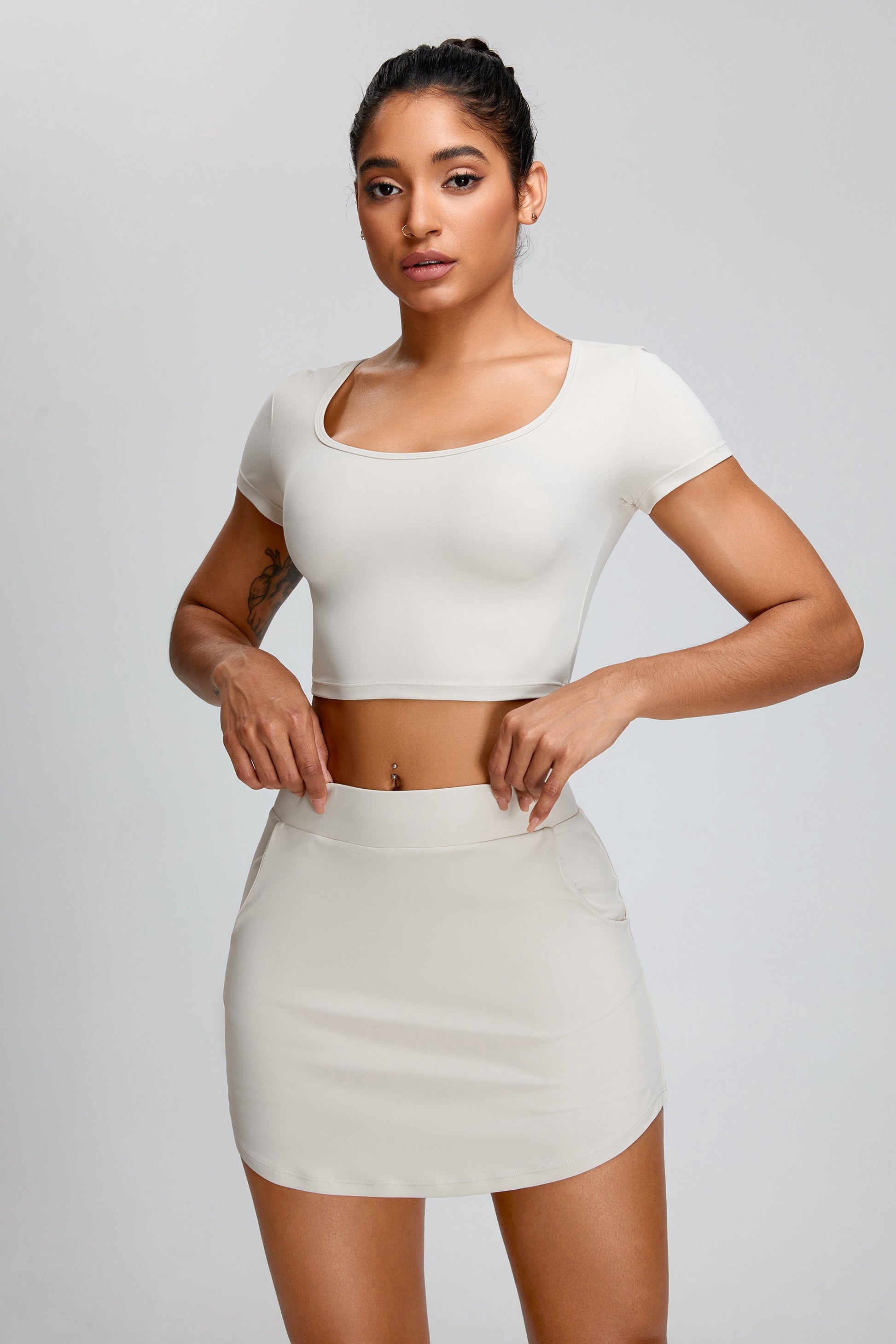 Waist Exposed T-Shirt White