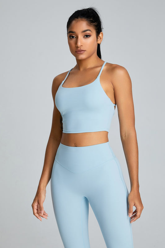 Cross Back Sports Vests Sky Blue