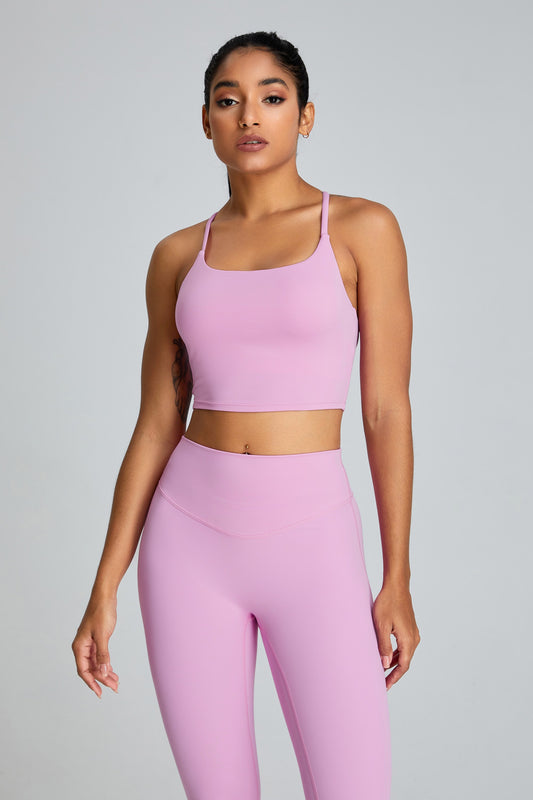 Cross Back Sports Vests Pink