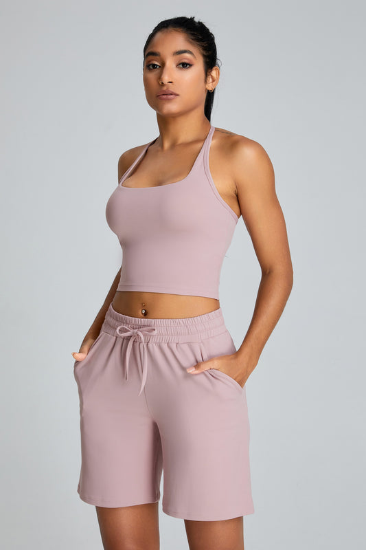 Neck Hanging Yoga Sports Vests Pink