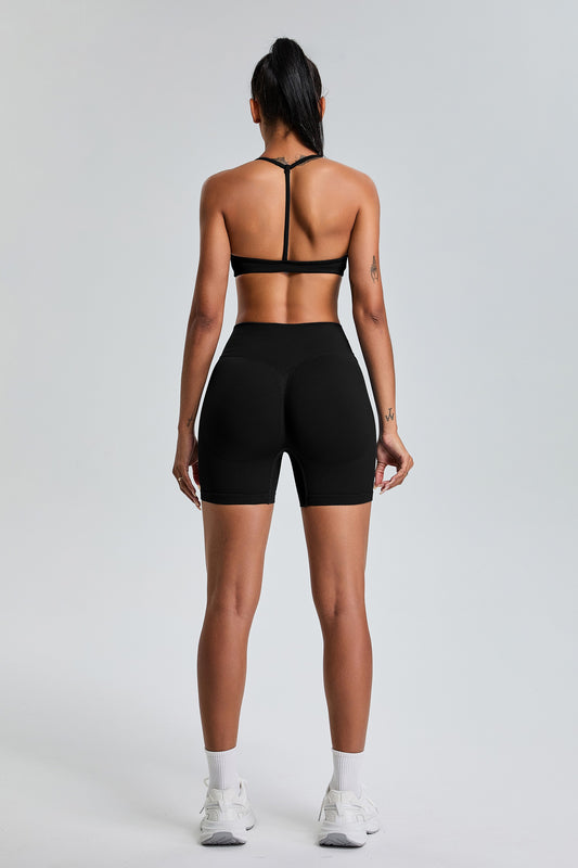 Sexy Seamless Sports Bras T-Shaped Back Yoga Bras Black