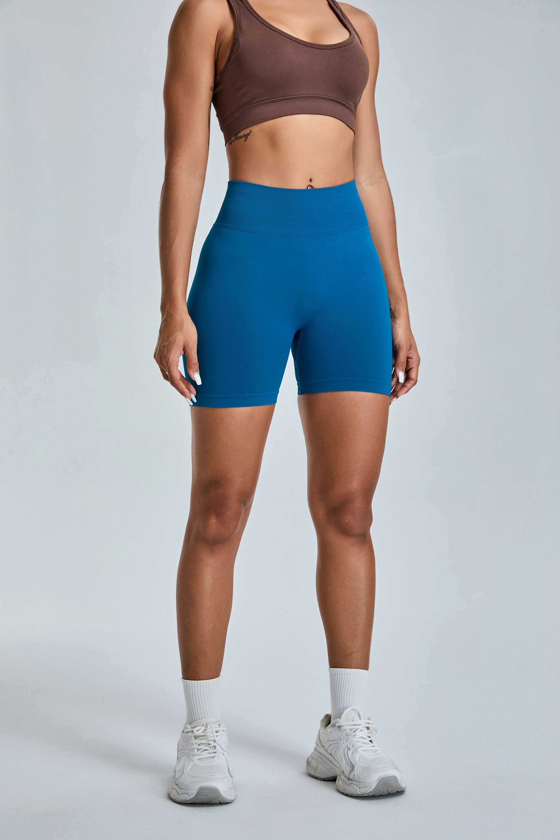 Seamless Yoga Shorts Hip Lifting Shorts Prussian Blue