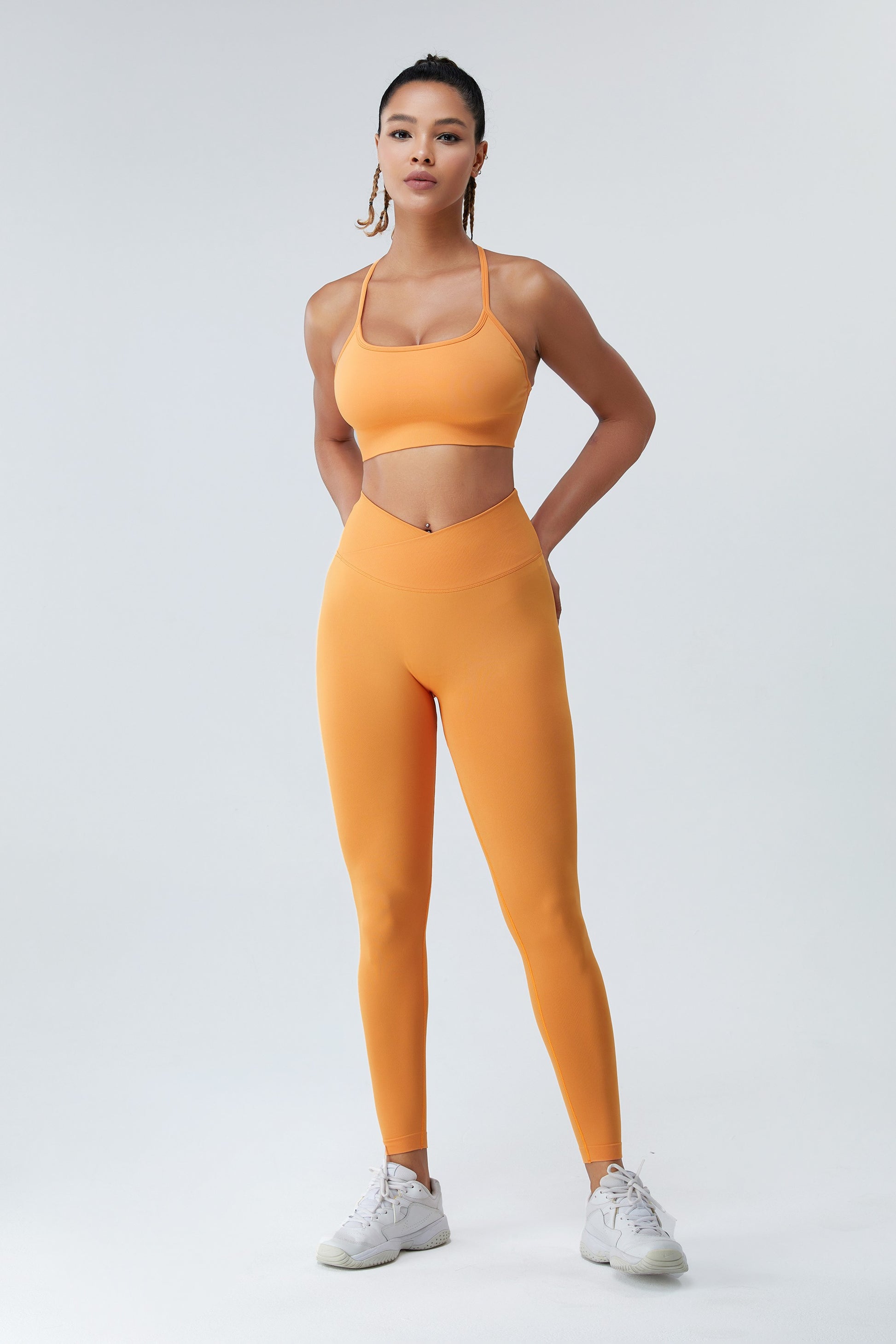 Seamless Sports Bras Cross Back Yoga Bras Orange